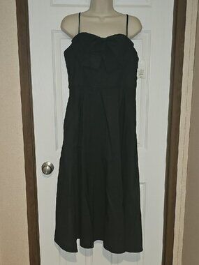 A New Day Women's Size 10 Bow Midi Dress with Pockets Black New